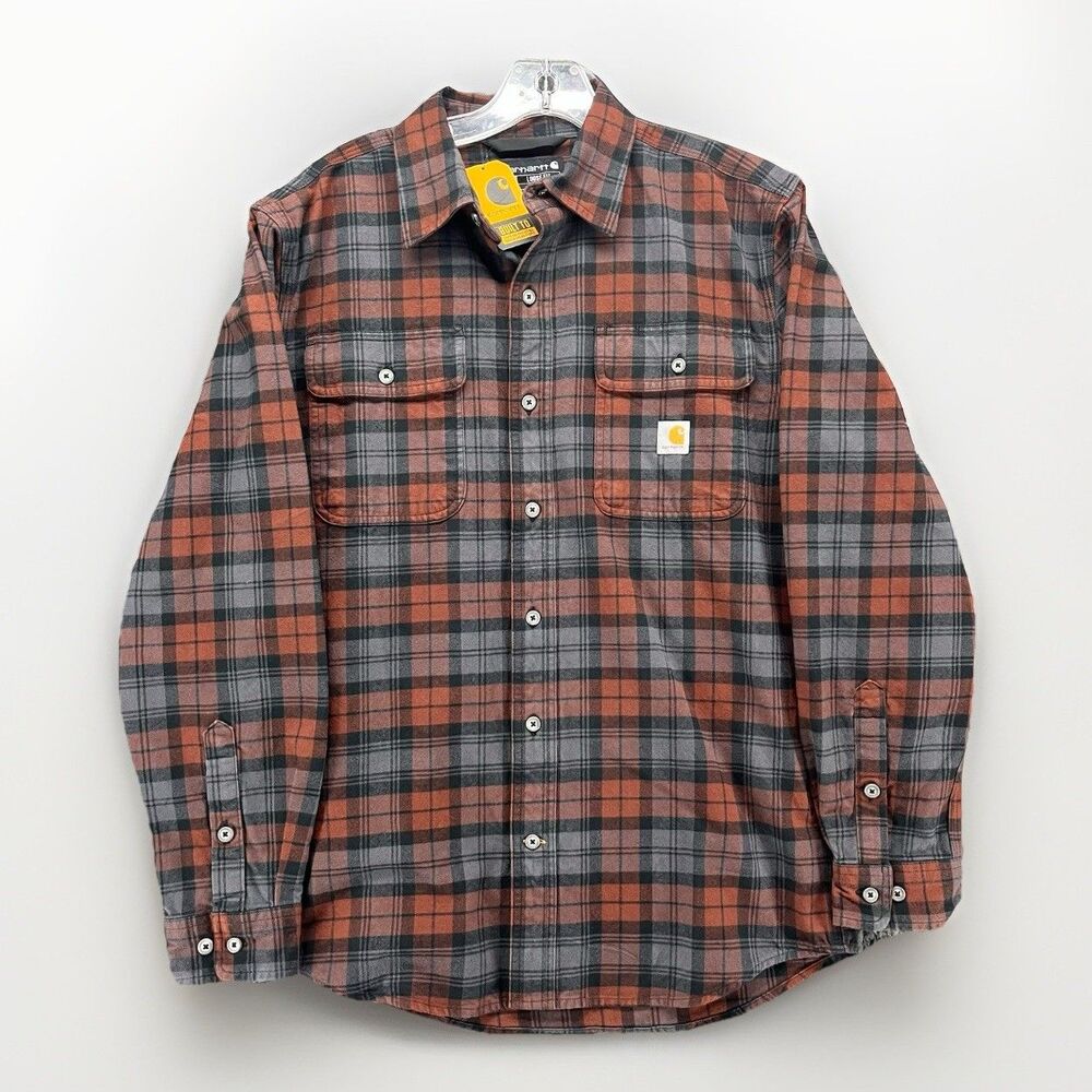 Carhartt Loose Fit Heavyweight Flannel Long-Sleeve Plaid Shirt Size Small